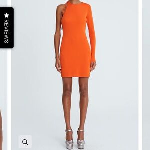 Halston Heritage One-Shoulder Orange Dress